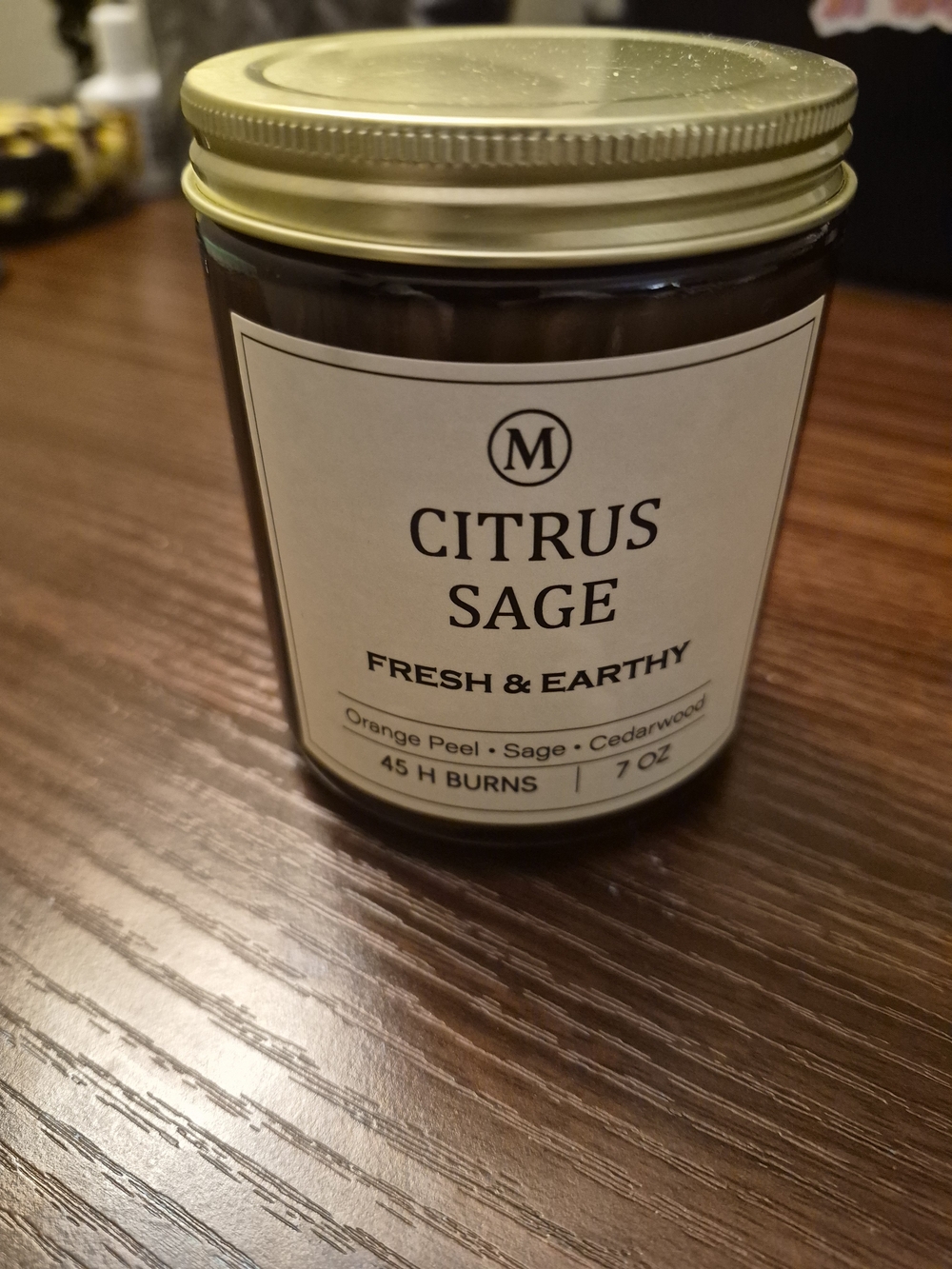Citrus Sage Scented Candle — Fresh & Earthy